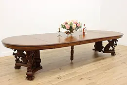 Victorian Antique Oak 5' Dining Table, Opens 12.5,' Griffins #45814