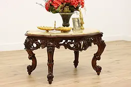 Italian Rococo Design Vintage Carved Coffee Table, Onyx Top #46362