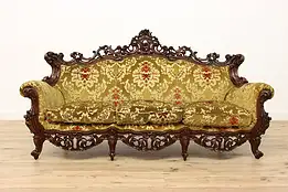 Italian Rococo Design Vintage Velvet Carved Sofa or Couch #46361