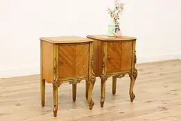 Pair of French Satinwood Vintage Nightstands or Lamp Tables #46026