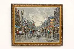 Parisian Street Vintage Original Oil Painting, Giorgi 23" #45537