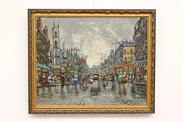 Parisian Street Vintage Original Oil Painting, Giorgi 23" #45537