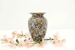 Mosaic Art Glass Vintage Vase with Crack, Signed Patt #46183