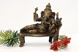 Hindu Ganesha God Statue Vintage Indian Bronze Sculpture #45308