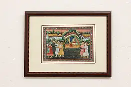 Women in Palanquin Vintage Original Watercolor Painting 20" #45532