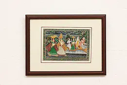 Indian Women & Well Vintage Original Watercolor Painting 20" #45535