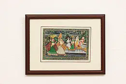 Indian Women & Well Vintage Original Watercolor Painting 20" #45535