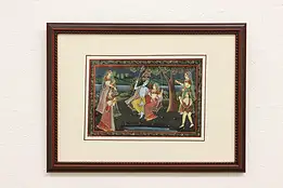 Indian Gods Vintage Original Watercolor Painting 19.5" #45534