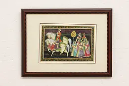 Indian Procession Vintage Original Watercolor Painting 19.5" #45533