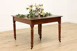 Farmhouse Antique Walnut Dining Table, 6 Leaves, Extends 9' #45964