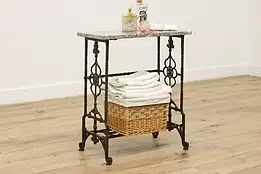 Victorian Antique Cast Iron & Marble Top Hall Bathroom Table #45681