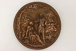 French Antique Country Scene Copper Sculpture Plaque Picault #46109