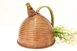 Farmhouse Vintage Copper Tea Kettle or Pot, Bird Whistle #46289