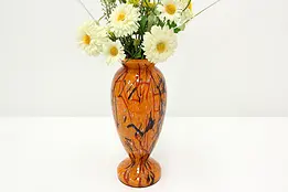 Orange Swirl Vintage Art Glass Blown and Cased Vase #46181