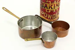 Set of 3 Miniature Farmhouse Copper Pans, Bazar Francais etc #46275