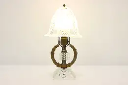 Art Deco Pattern Glass Shade Vintage Boudoir Lamp #44796