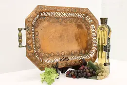 Copper & Brass Indian Vintage Hand Hammered Serving Tray #45579