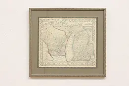 Map of Wisconsin & Michigan Antique 1866 Print, Mitchell 19" #46343