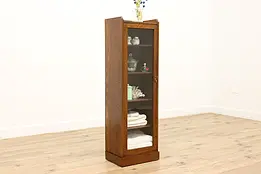 Arts & Crafts Antique Oak Narrow Bookcase or Bath Cabinet #45419