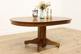 Craftsman Antique Oak 45" Dining Table, 2 Leaves Extends 69" #46298