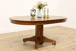 Craftsman Antique Oak 45" Dining Table, 2 Leaves Extends 69" #46298