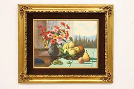Still Life Fruit Vintage Original Oil Painting, Swider 35.5" #46016