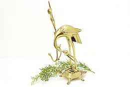 Chinese Vintage Brass Heron & Dragon Turtle Sculpture #46240