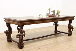 Renaissance Antique Conference or Library Table, Jesters #46438