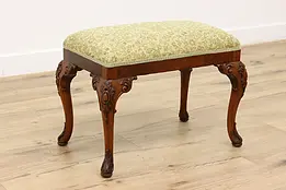 French Design Antique Walnut & Burl Footstool or Bench #46445