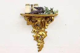 Italian Florence Antique Carved Gold Bracket Wall Shelf #46274