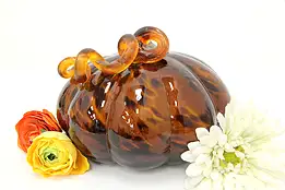 Orange & Brown Vintage Blown Glass Harvest Pumpkin #46187