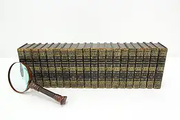 Set of 20 Gold & Leather 1820s English Percy Anecdotes Books #45233