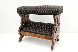 Victorian Eastlake Antique Walnut Slipper Bench Footstool #45925