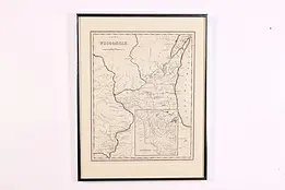 Map of Wisconsin, Iowa Antique 1838 Engraving Bradford 18.5" #46342