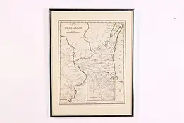 Map of Wisconsin, Iowa Antique 1838 Engraving Bradford 18.5" #46342