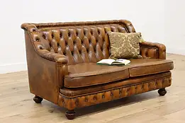 Chesterfield Tufted Leather Vintage Scandinavian Sofa #46588