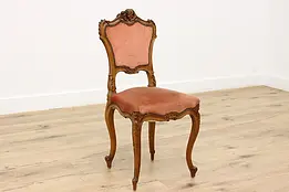 French Carved Walnut Antique Ballroom Parlor Chair, Cherub #45847