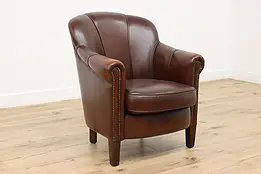 Art Deco Vintage Brown Leather Office or Library Chair #46569