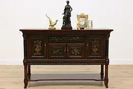 Tudor Design Vintage Buffet, Server, Sideboard Painted Birds #36319