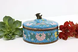 Chinese Cloisonne Vintage Jewelry or Trinket Box, Foo Dog #46721