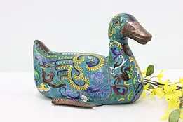 Chinese Traditional Vintage Cloisonne Enamel Duck Sculpture #46606