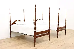 Pair of Georgian Design Mahogany Vintage Twin Poster Beds #45980