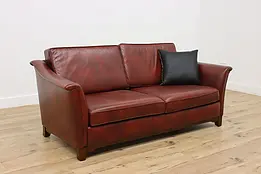 Traditional Red Leather Vintage Sofa or Loveseat #46572