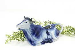 Farmhouse Antiquie German Flow Blue Porcelain Cow Creamer #46601