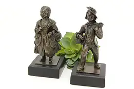 Pair of Victorian Antique Bronze Statues Couple Sculptures #46452