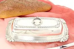 Silverplate Vintage Covered Butter Serving Dish, Pilgrim #40766