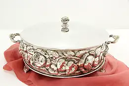 Roses Silverplate Vintage Dish Cover & Base, De Uberti #42379