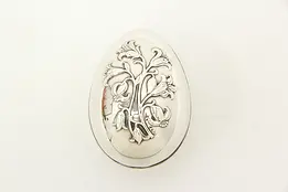 Silverplate Vintage Egg Shape Jewel Box, Lilies, Wallace #46777