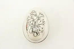 Silverplate Vintage Egg Shape Jewel Box, Lilies, Wallace #46777