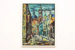 Morelia City Mexico Vintage Original Oil Painting, Mintz 32" #46303